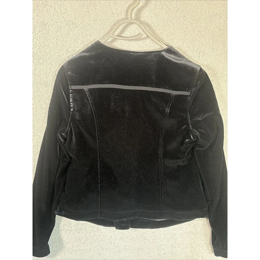Soft Surroundings Women’s Size Medium Full Zip Velvet Velour‎ Jacket Black Goth - Picture 12 of 12